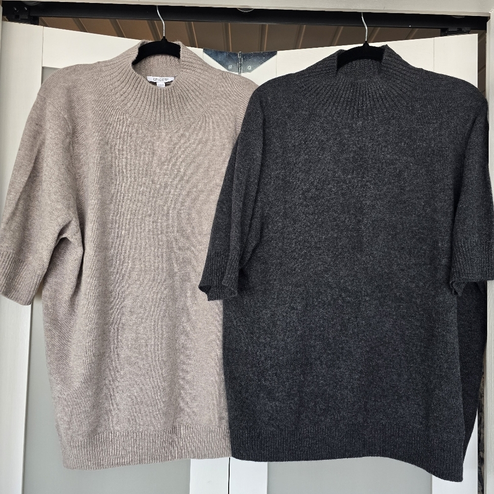 2 Cashmere Elbow-Sleeve Sweaters